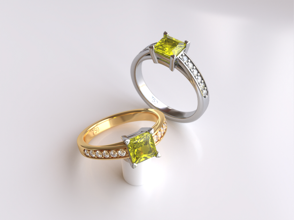 Australian Yellow Sapphire 0.76ct Princess Cut Rings